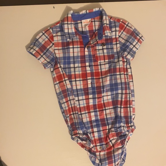 Toddler boy button down shirt/onesies. Size 18 months - Picture 3 of 4